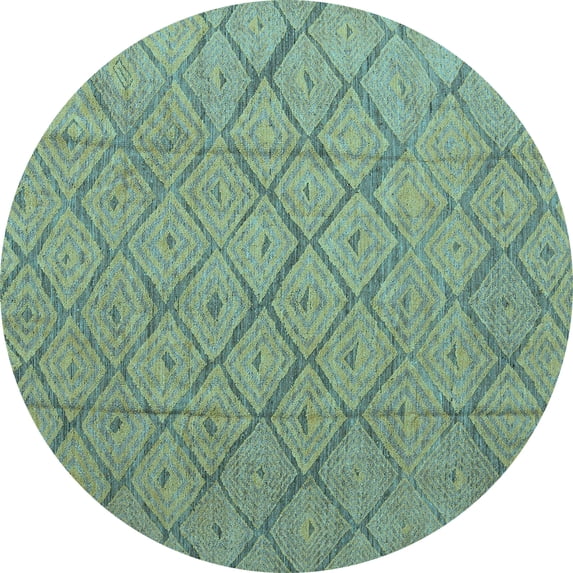 Ahgly Company Indoor Round Abstract Light Blue Modern Area Rugs, 8' Round