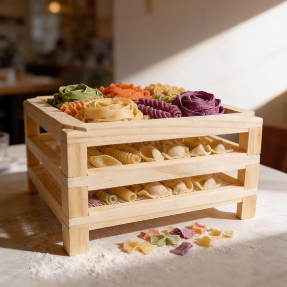Square Wooden Desktop Herb Drying Rack - No-Drill Stackable Mesh Drying Rack | Dries Herbs, Flowers, Pasta & Veggies | Kitchen Countertop Essential for Home Cooks