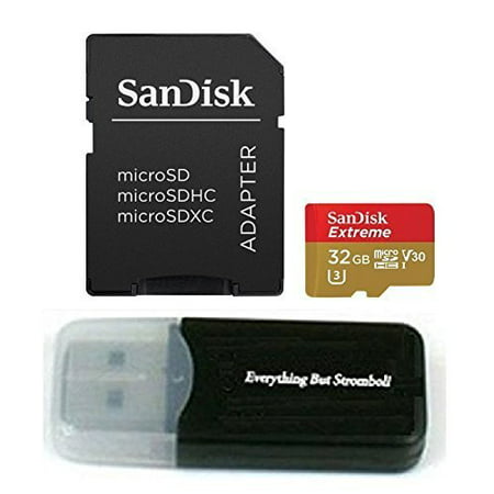 32GB Sandisk Micro SDXC Extreme 4K MicroSD Flash Memory Card Class 10 for DJI Mavic Pro, Spark, Phantom 4, Phantom 3 Quadcopter 4K UHD Video Camera Drone with Everything But Stromboli Card