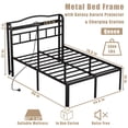 thumbnail image 3 of WANTAI Queen Bed Frame - Storage Headboard with Charging Station & Galaxy Aurora Projector, 14 Inch Sturdy Metal Platform Bed Frame No Box Spring Needed, Easy Assembly, No Noise, Black, 3 of 8