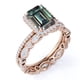 thumbnail image 3 of JeenMata Anillo de Bodas con Halo Enmarcado de 2 Quilates de Alejandrita Sintética de Corte Esmeralda y Moissanita Engastado con Banda de Bodas de Eternidad - Oro Rosa de 18 K sobre Plata, 3 of 4
