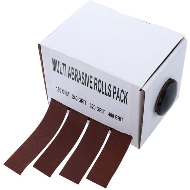 Multi-Grit Sanding Roll Set 150, 240, 320, 400 with Dispenser, 25mm x 6m for Metal, Glass, Woodworking
