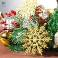 thumbnail image 5 of Deago Set of 36 Plastic Christmas Glitter Snowflake Ornaments Christmas Tree Decorations, 3.9-inch, Gold, 5 of 9