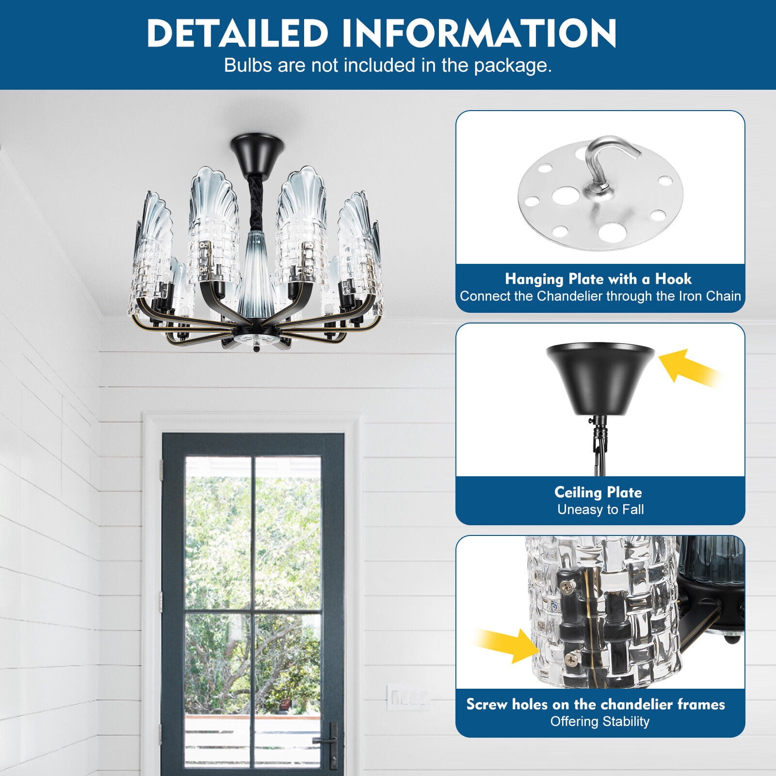 10-Light Modern Elegant LED Crystal Glass Pendant Lamp Chandelier Ceiling Light