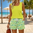 thumbnail image 5 of BOMYJESK Summer Sets Tank Square Neck Sleeveless Matching Floral Print Lounge Sets Cute Lightweight High Waisted Sweatsuit with Pockets 2026 Blue S, 5 of 8