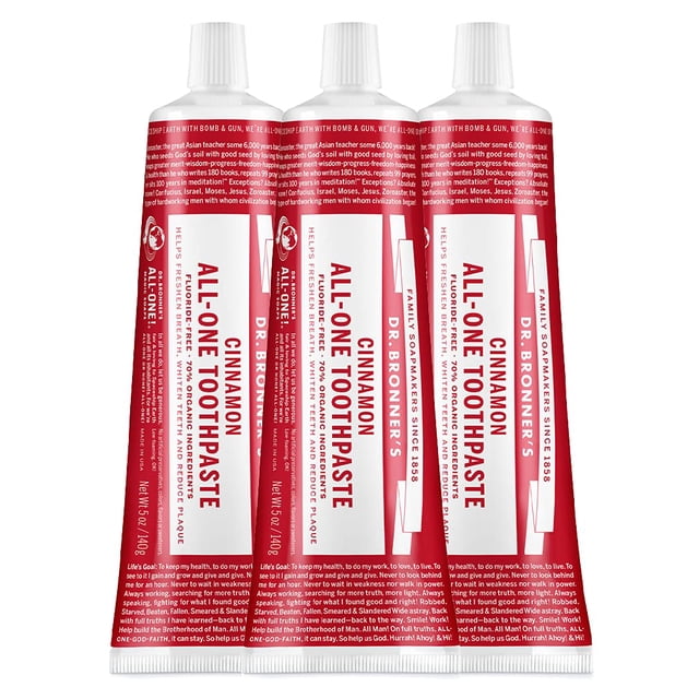 Pasta de dientes Dr. Bronner's All-One Cinnamon, 150 ml, paquete de 3