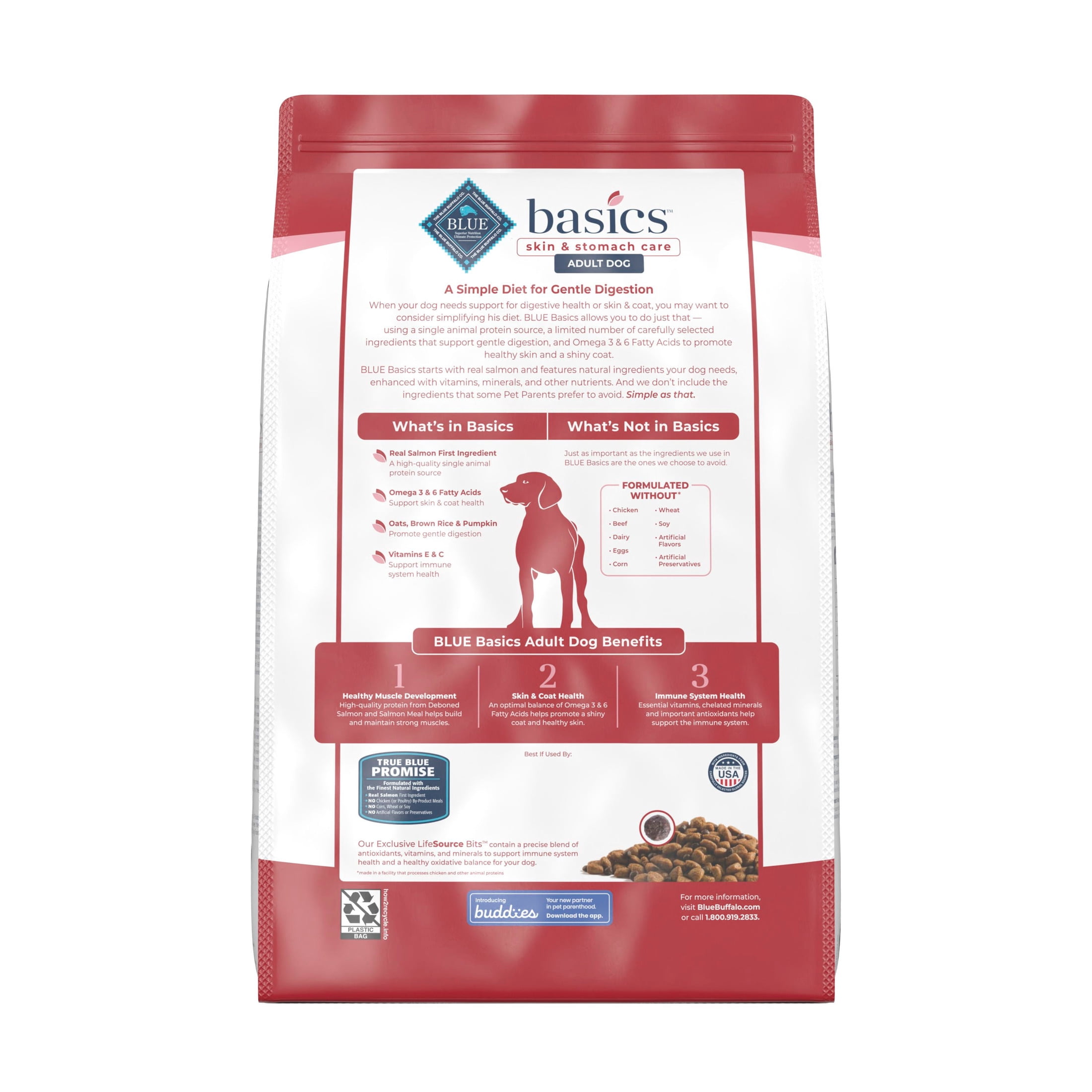 Blue Buffalo Basics Adult Dry Dog Food, Salmon & Potato, Chicken Free, 11lb Bag