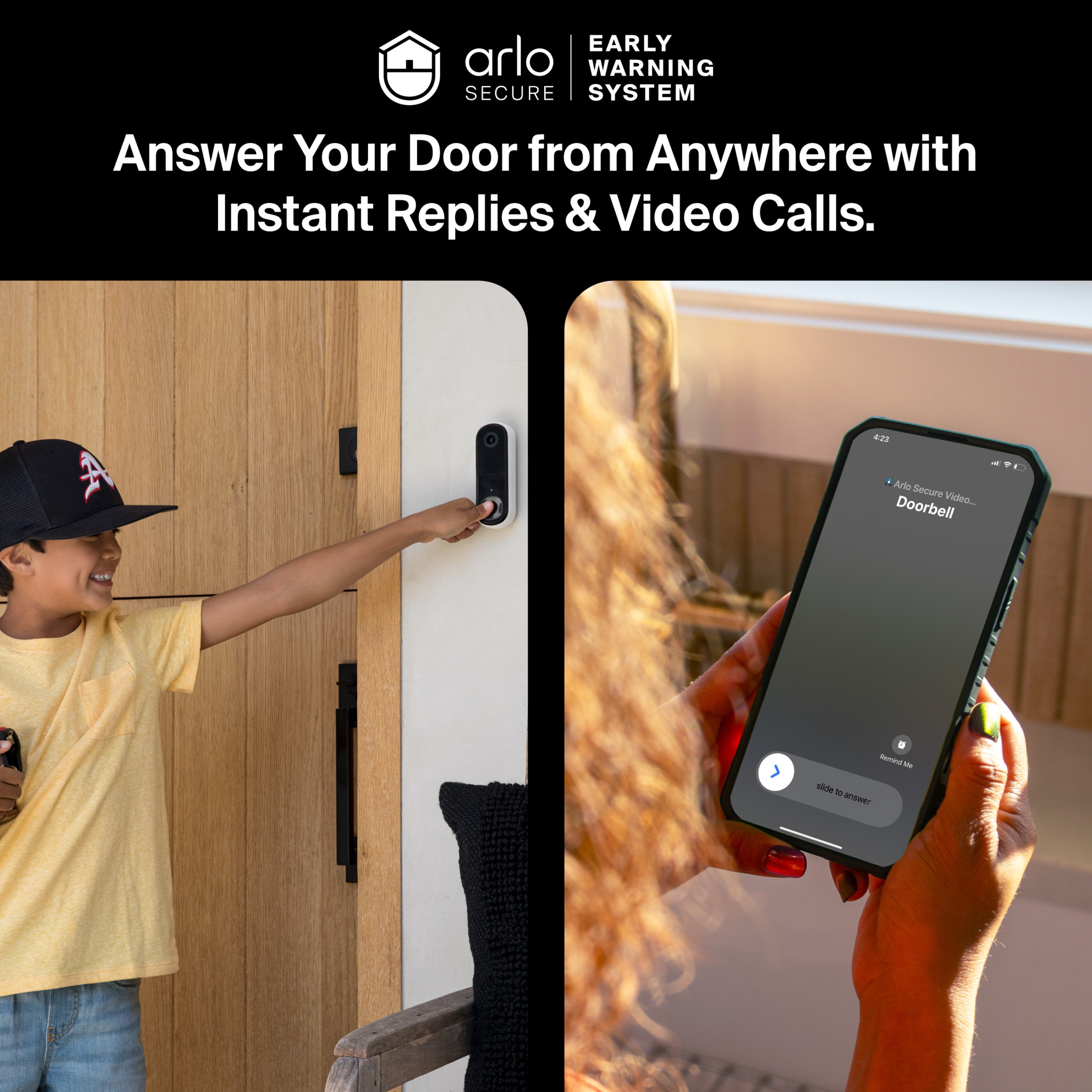 Arlo Video Doorbell 2K (2nd Gen), Battery/Wired, White photo 6