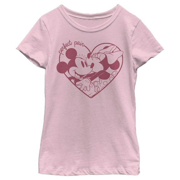 Girl's Mickey & Friends The Perfect Pair Heart Graphic Tee Light Pink Small