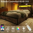 thumbnail image 3 of Fluest Full Bed Frame with 2-Tier Storage Headboard, USB Port and LED Light, 4 Storage Drawers, Brown, 3 of 7