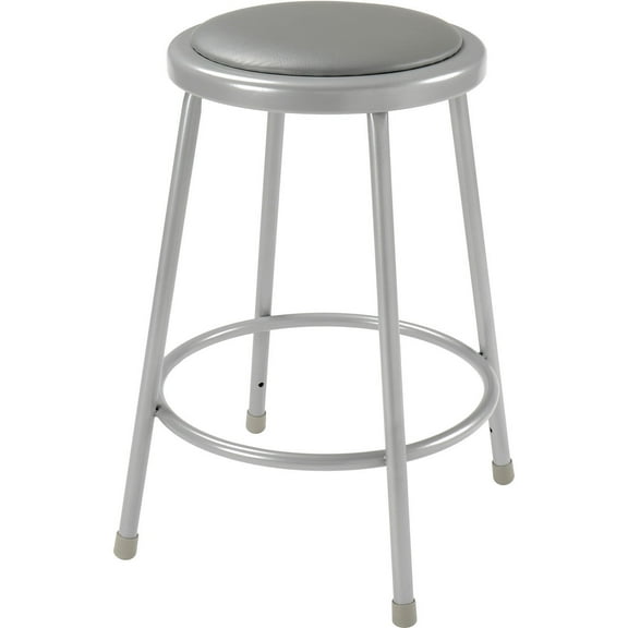 24"H Vinyl Padded Stool, Gray, Armless, Backless, 2/Pk