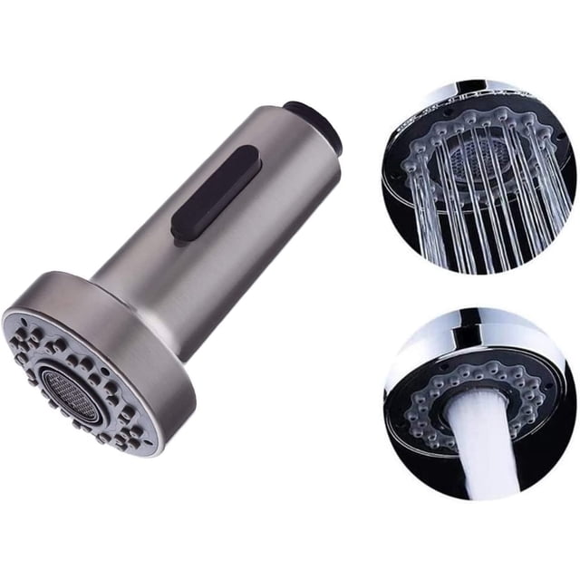 Rociador de repuesto para grifo de cocina con cabezal rociador de 2 modos, rociador universal para cabezal de grifo G1/2, cabezal rociador para grifo mezclador de cocina retráctil (níquel cepillado)