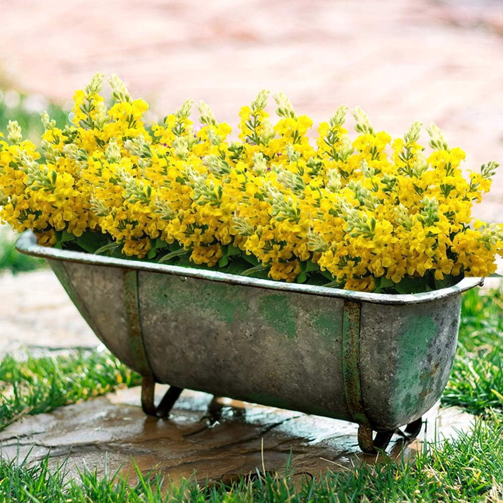 Artificial Fake Flowers Silk Plastic Plant Arrangement for Home Indoor Outdoor Garden Wedding Table Vase Decorations Faux Snapdragon Flower,3 Bouquets (Yellow)