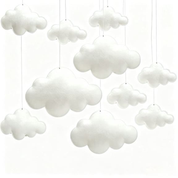Felt Cloud Decoration Ceiling Decor Felt 3D White Cloud Ornament for Room Decor (10 Pcs)