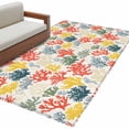 thumbnail image 2 of Summer Ocean Washable Area Rugs 4'x6', Watercolor Red Yellow Coral Low Pile Throw Living Room Rug Non-Slip Sturdy Edge Binding Carpet for Indoor Entryway Bedside Kitchen, 2 of 9