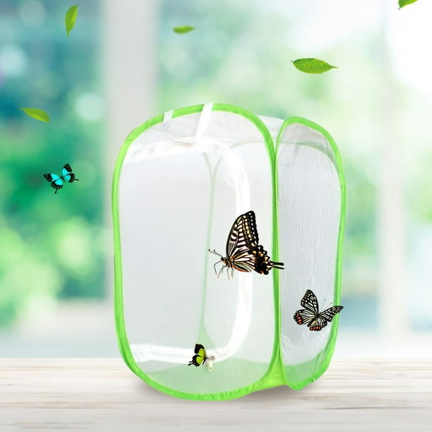 Fly Cage Foldable Butterfly Habitat with Handle Breathable Green 