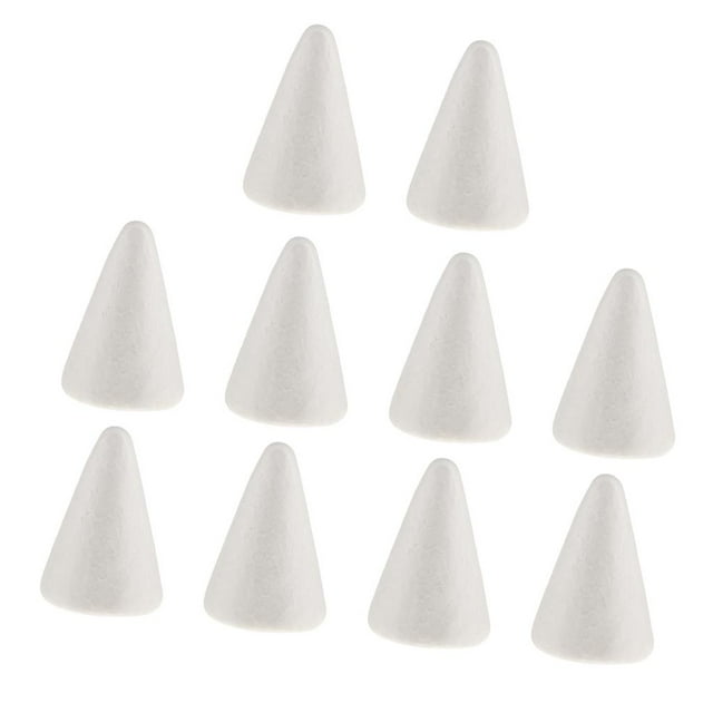 Adorno navideño en forma de cono blanco elaborado con material de espuma de poliestireno para 10pcs 70mm