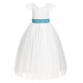 thumbnail image 2 of Ekidsbridal Girl Wedding Flower Girl Dress - Ivory Cap Sleeves V-Back Lace with Tiebow 622T-A (Size: 2-10), 2 of 3