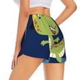 thumbnail image 2 of Uemuo Dino Playing Roller Skate Pattern Women's Athletic Shorts High Waisted Running Shorts with Liner Pockets Gym Elastic Workout Shorts-Small, 2 of 9