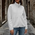 thumbnail image 6 of Hzzrkos Women Casual Loose Solid Color Long Sleeve Mock Neck Zip Up Fleece Jacket Raglan Sleeve Zipper Pocket Warm Outerwear Coat Winter Sweatshirt Jacket White XXL, 6 of 8