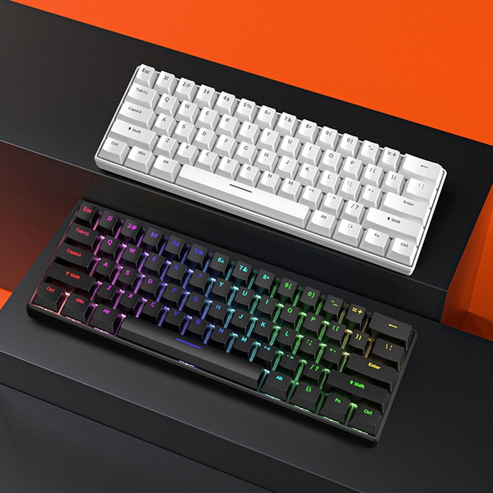 Mechanical Keyboard 61 Keys Mixed Light Hot Swap Keyboard Accessories Gaming Keyboard White Red