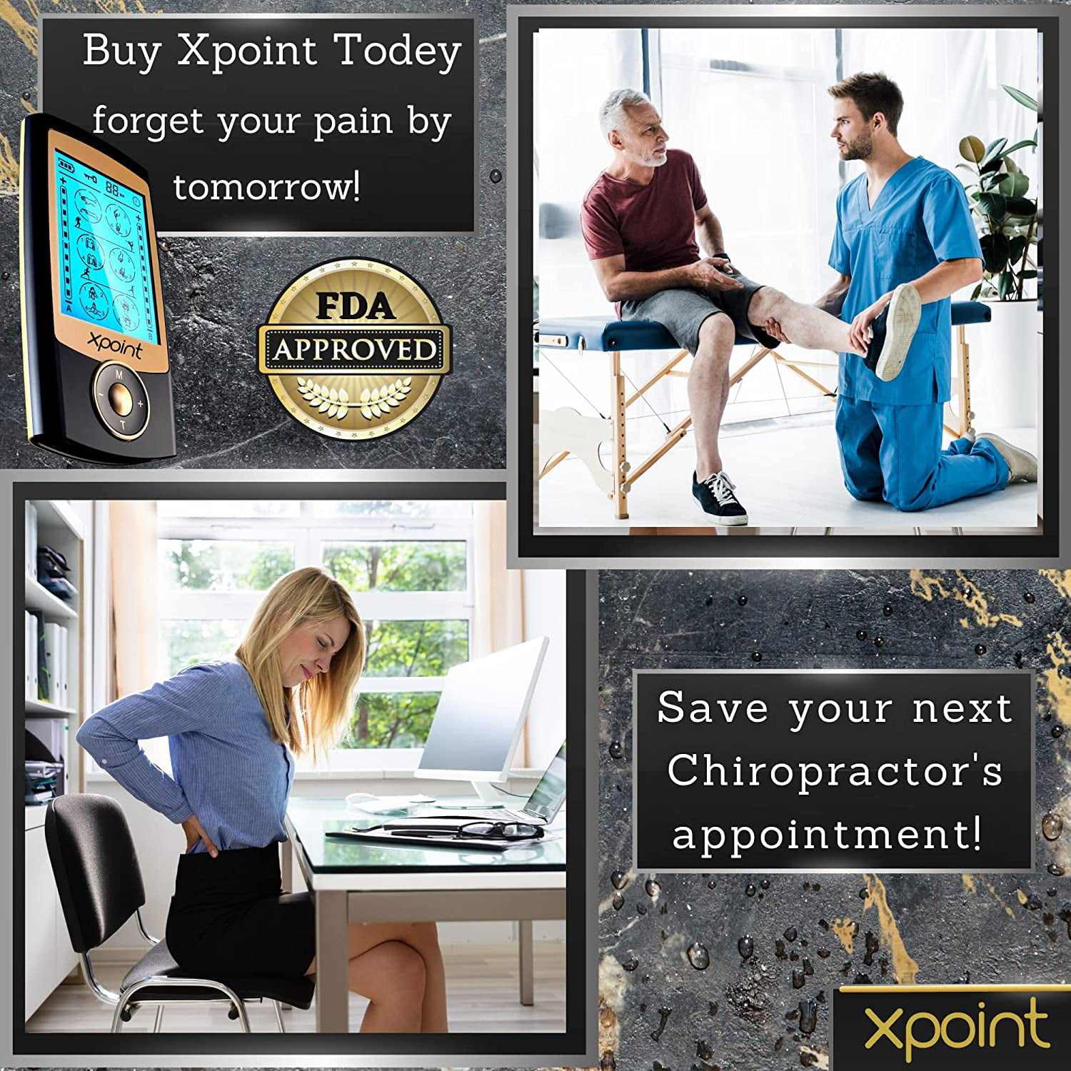 Xpoint Rose Gold Luxury TENS EMS Unit Muscle Stimulator - Electrode Pad  Pain Relief Device, 1 - Fred Meyer