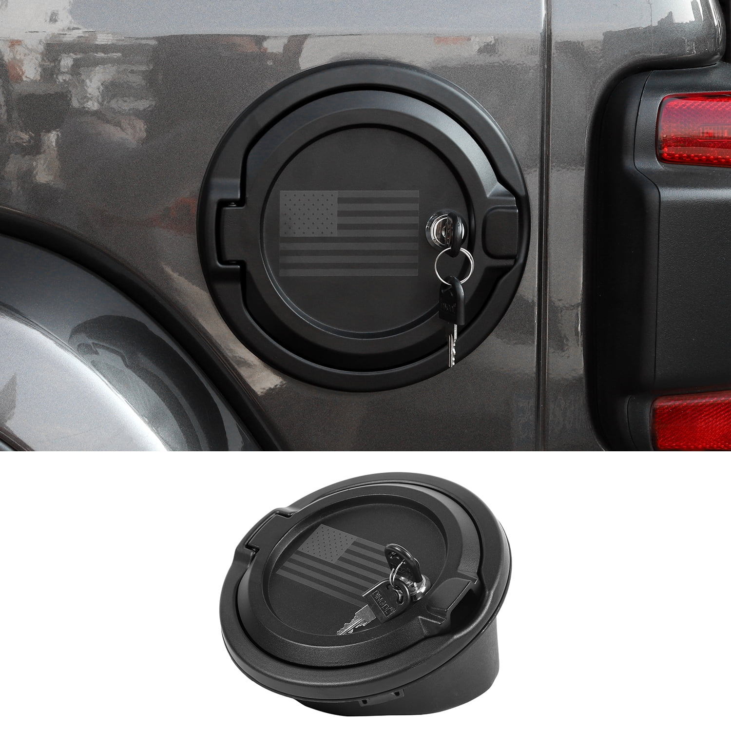 CheroCar Gas Cap Fuel Filler Door Cover Locking Gas Tank Cap for Jeep