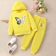 thumbnail image 2 of Girls 2Pcs Outfit Set Children Long Sleeved Hoodie Pants Cute Casual Set for 6-24 Months 2T 3T 4T 5T 6T Children Yellow,7-8 Years, 2 of 9