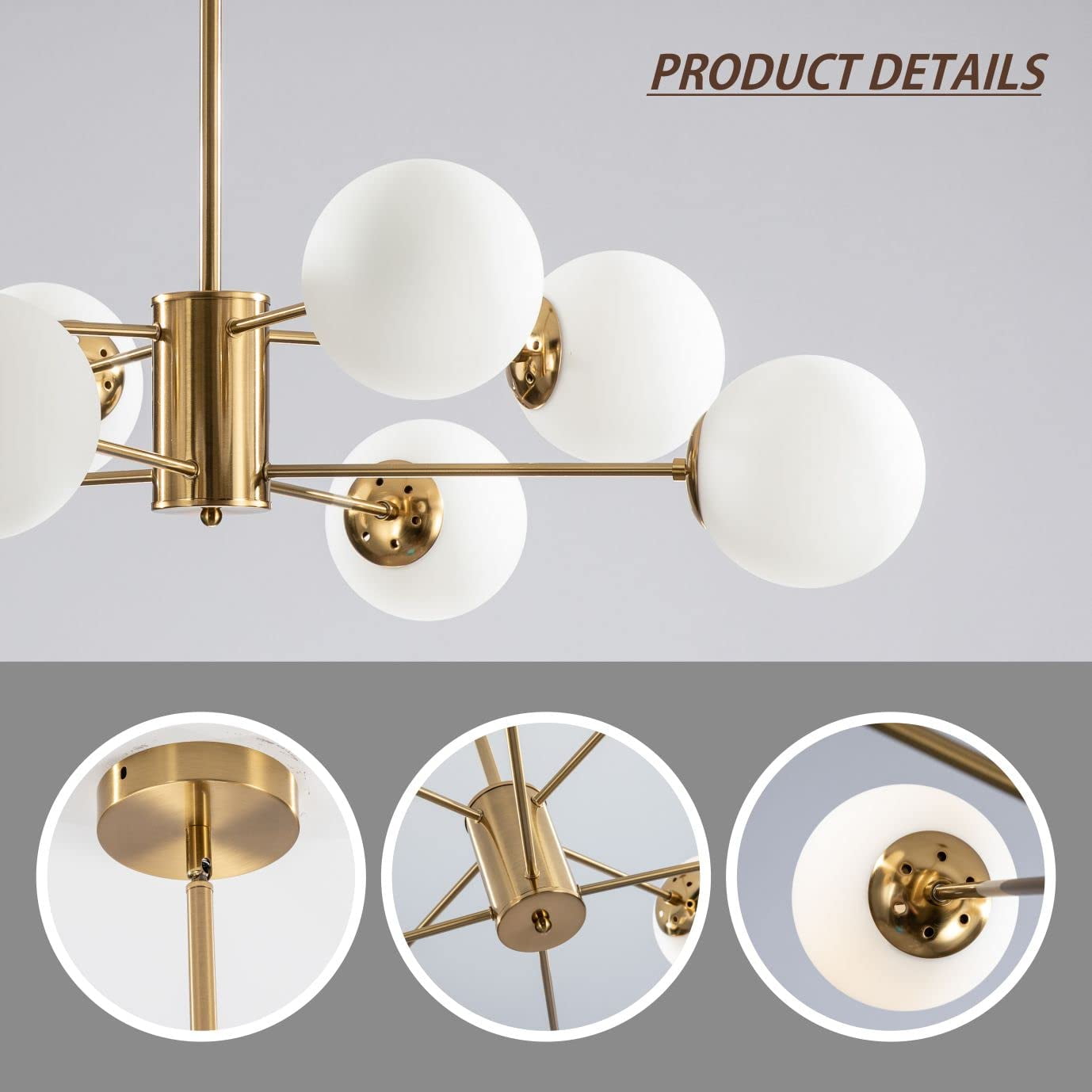 KCO Lighting 8-Light Glass Sputnik Chandelier Modern Gold Chandeliers