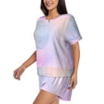 thumbnail image 2 of Wukai Rainbow Women's Pajama Set,Short-Sleeve Top and Shorts with Elastic Waistband and Pockets for Loungewear, Yoga, and Casual Wear-X-Large, 2 of 8