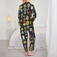 thumbnail image 5 of Kll Teeth Print Women'S Long Sleeve Pajamas With Pants Sleepwear Loungewear 2 Set-Medium, 5 of 9