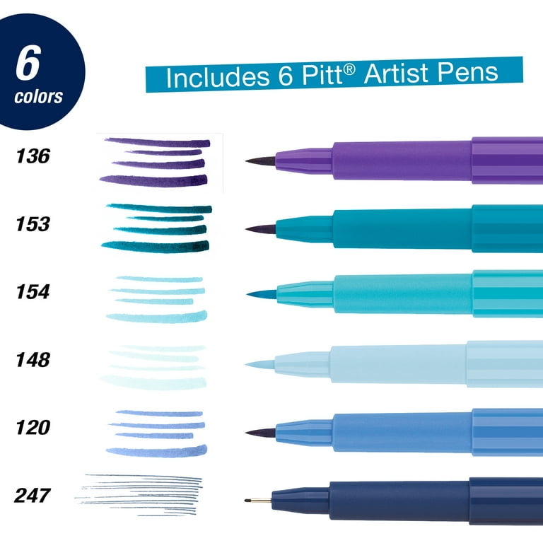 Faber-Castell Calligraphy Pitt Artist Pen Set - 6 Multi Colored Calligraphy  Pens