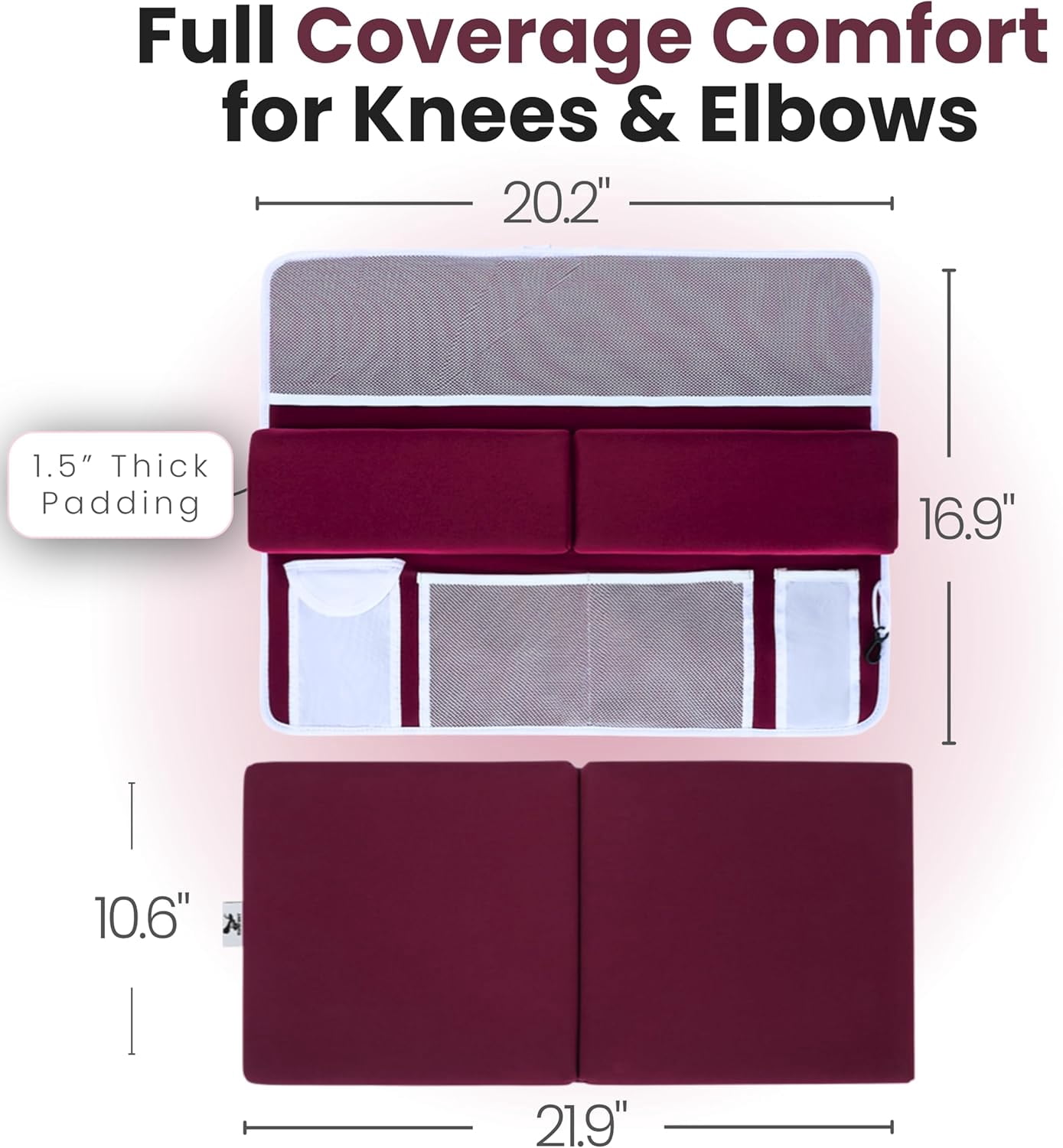 Bath Kneeler –8 Suction Cups & 1.5" Padding.Certified Non Toxic Bath Kneeling Pad for Bath Tub & 5 Bath Toy Organizer. Fast Dry Baby Bath Kneeler and Elbow Rest Pad Set by -Bordeaux