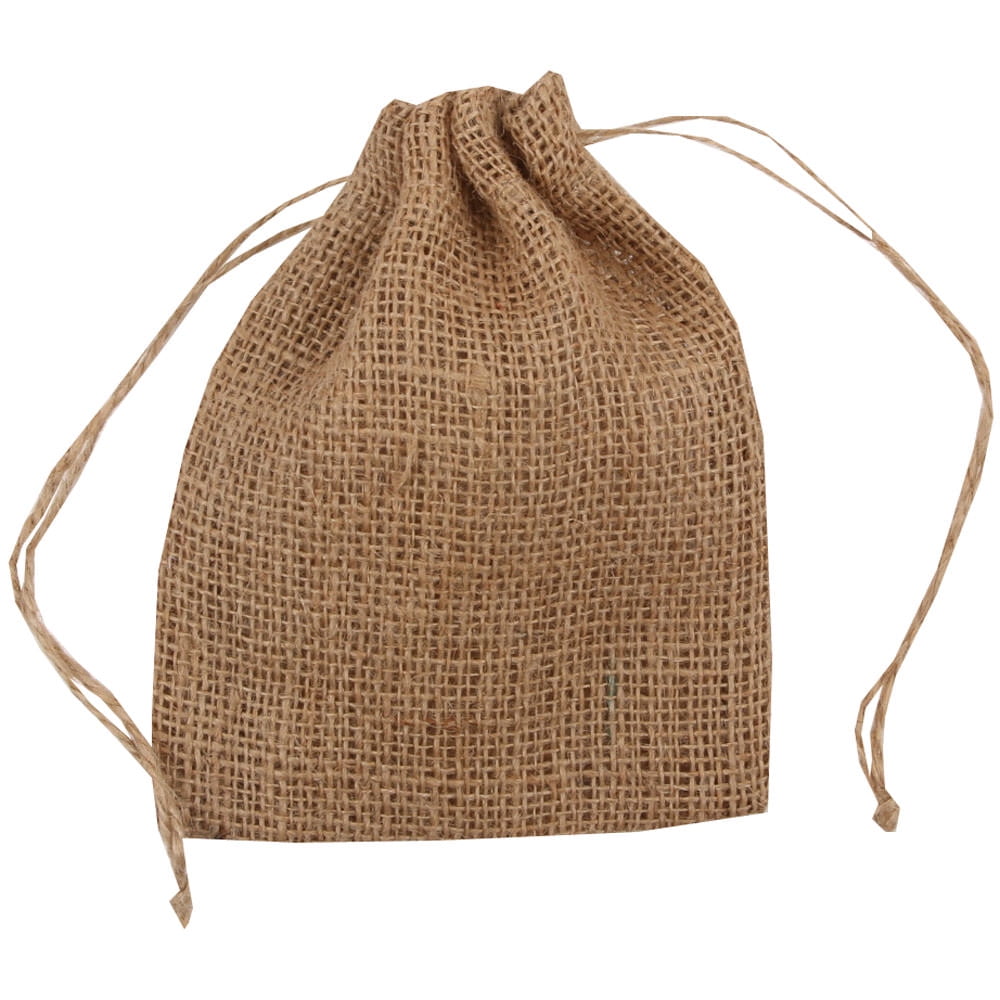 JAM Paper Burlap Pouches, 5 x 6.5, Natural Brown, 6/Pack