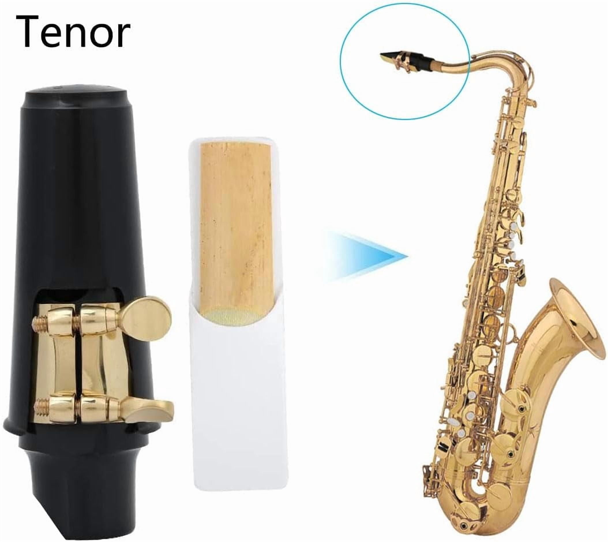 Tenor Sax Mouthpiece Kit Includes Saxophone Mouthpiece, Brass Ligature Fastener, Plastic Cap 2.5 Reed and Cushions Pads Fit for Tenor Sax Parts and Accessories 26 Pieces
