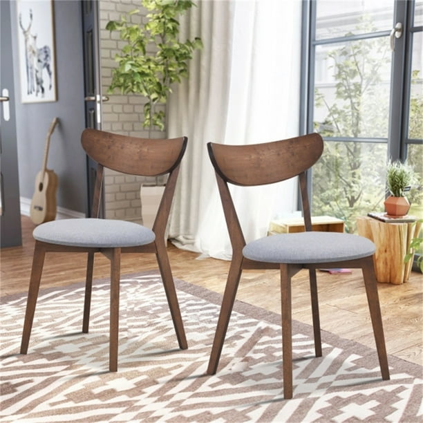 Set de 2 Sillas de Comedor Costway Asiento Acolchado Madera Goma Estilo Medieval Nuez 46 x 53 x 81 cm