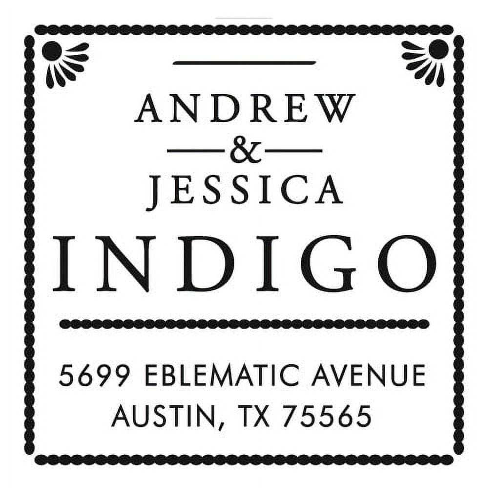 Personalized Square Self Inking Rubber Stamp - Indigo