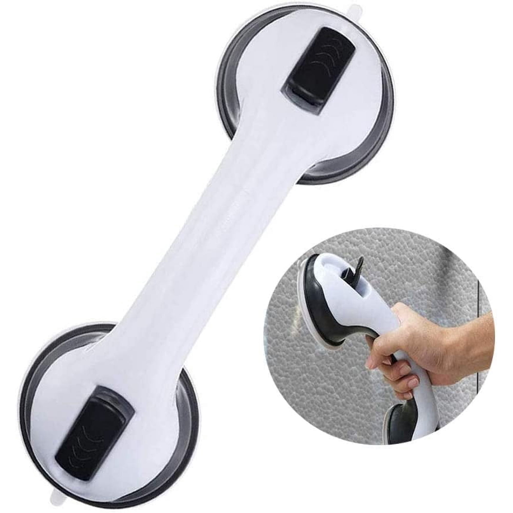 Suction Shower Grab Bar for Bathroom,12" Handle & Bathtub Balance Handle,Suction Cup Handle Grab bar with Dual Locking,Anti-Slip Grip Safety Grab Bars for Elderly,Senior Assist Bath Handle