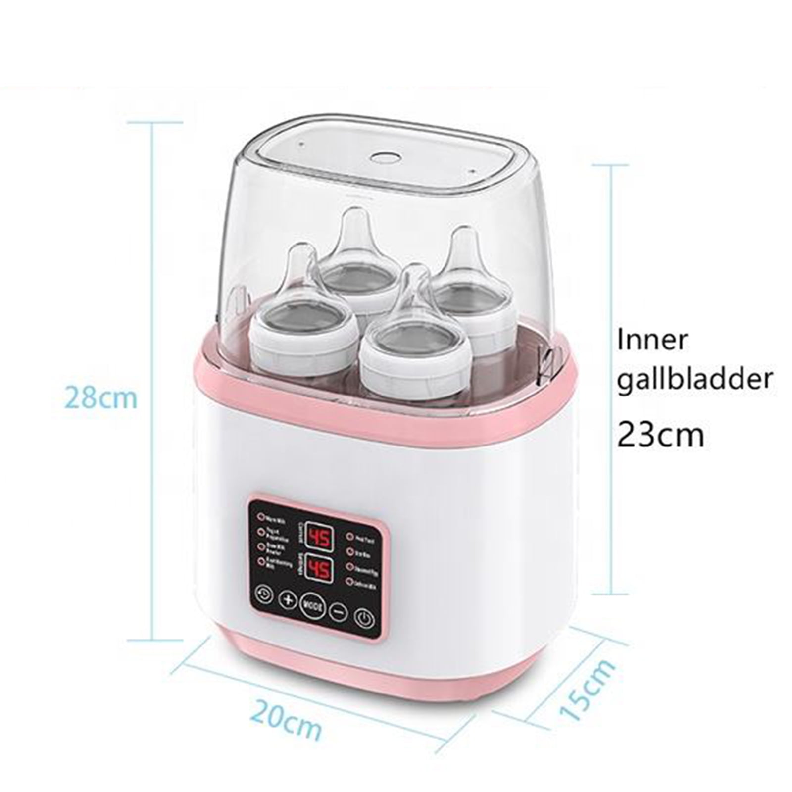 Baby Bottle Warmer and Sterilizer, 8-in-1 Multifuntion Breast Milk Warmer, Fast Baby Food Heater for Twins, LCD Display Accurate Temperature Adjustment, 24H Constant Mode with Remote, Pink