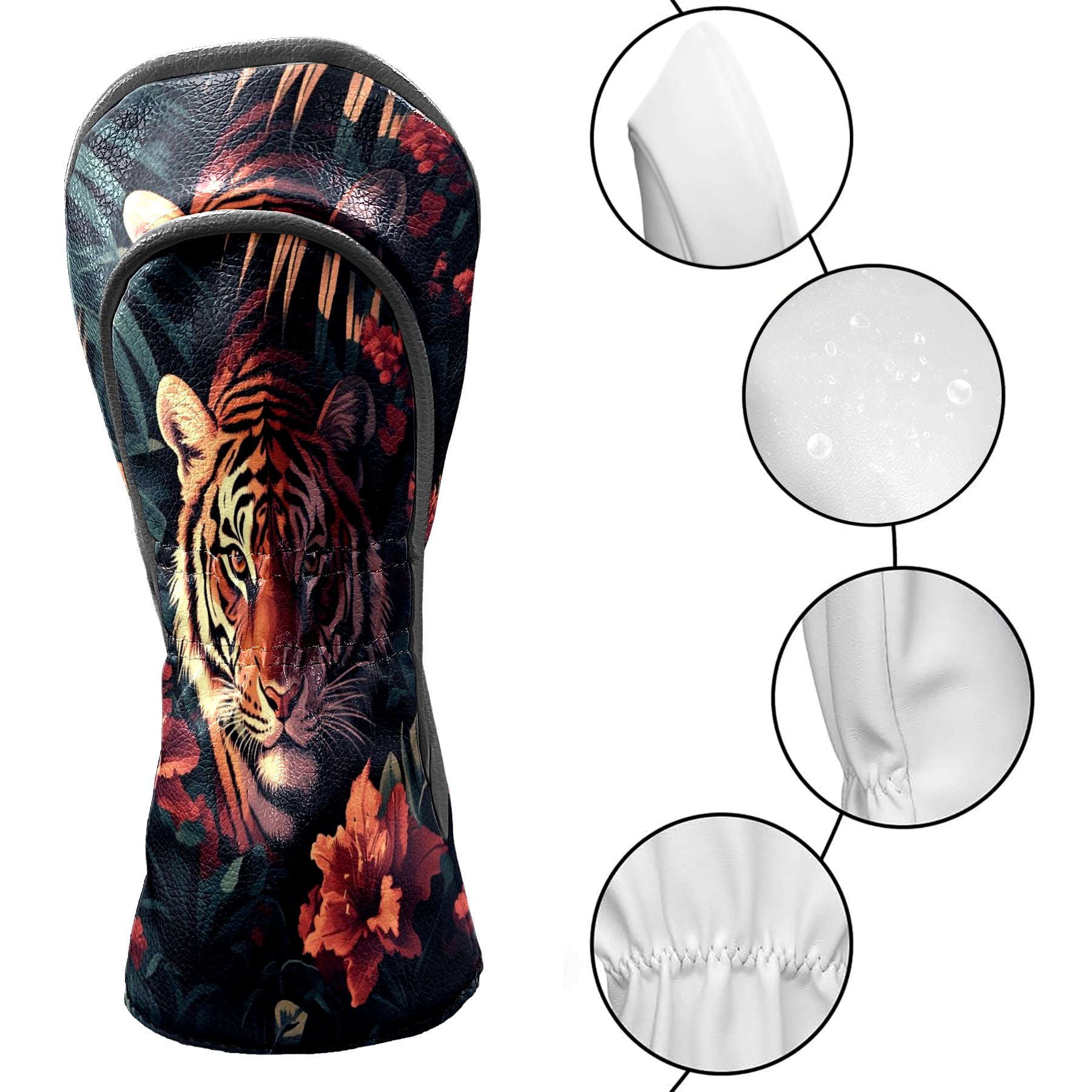 Golf Club Covers PU Leather Waterproof Head Covers for Fairway Woods Hybrids Animal Unisex Fits Most Brands
