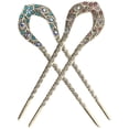 thumbnail image 3 of 2 Pcs Épingle à Cheveux Vintage en Cristal Strass à Double Griffe Épingle à Cheveux, 3 of 8