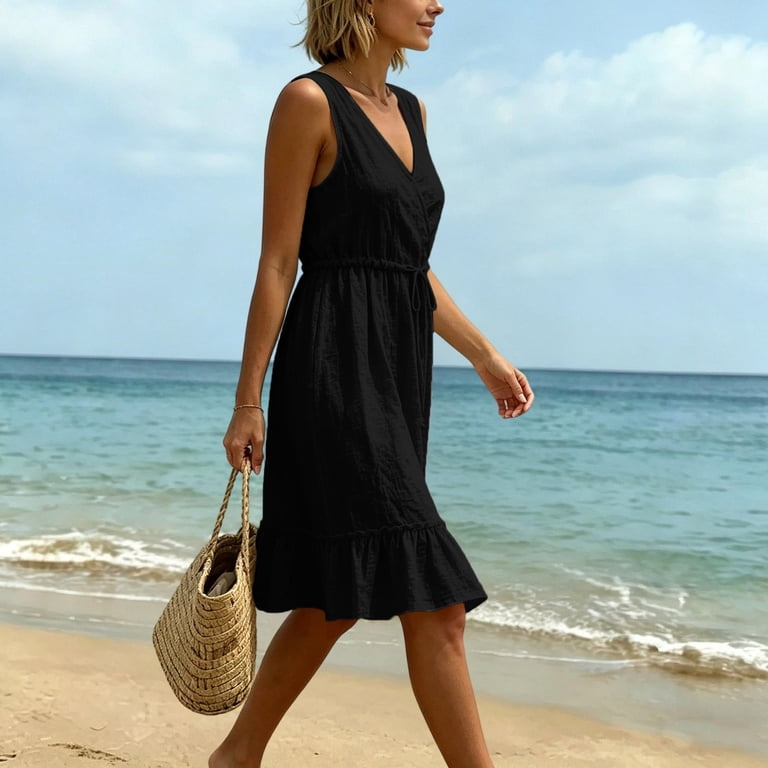 black drawstring mini dress Sky To Moon Most Wanted Black Eyelet Tube Mini Dress - Size M