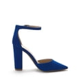 thumbnail image 2 of Dream Pairs Women Ankle Strap Pump Shoes Pointed Toe High Chunky Heel Dress Pump Shoes Coco Royal/Blue Size 10, 2 of 6