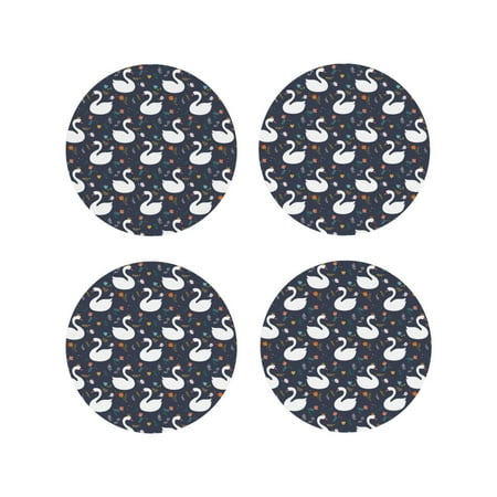 

Tideii Swan And Flowers1 for Leather Coasters 4 Pieces Anti-fouling and Anti-scalding Decorative Coasters Suitable for Restaurants Kitchens Coffee Shops-Round Shape