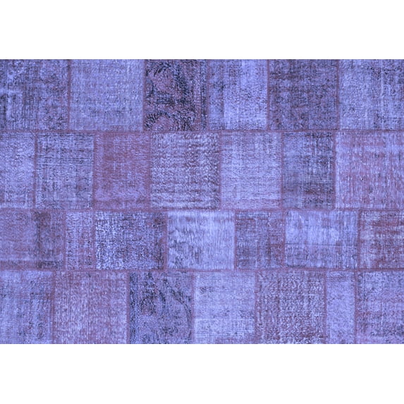 Ahgly Company Machine Washable Indoor Rectangle Patchwork Blue Transitional Area Rugs, 7' x 10'