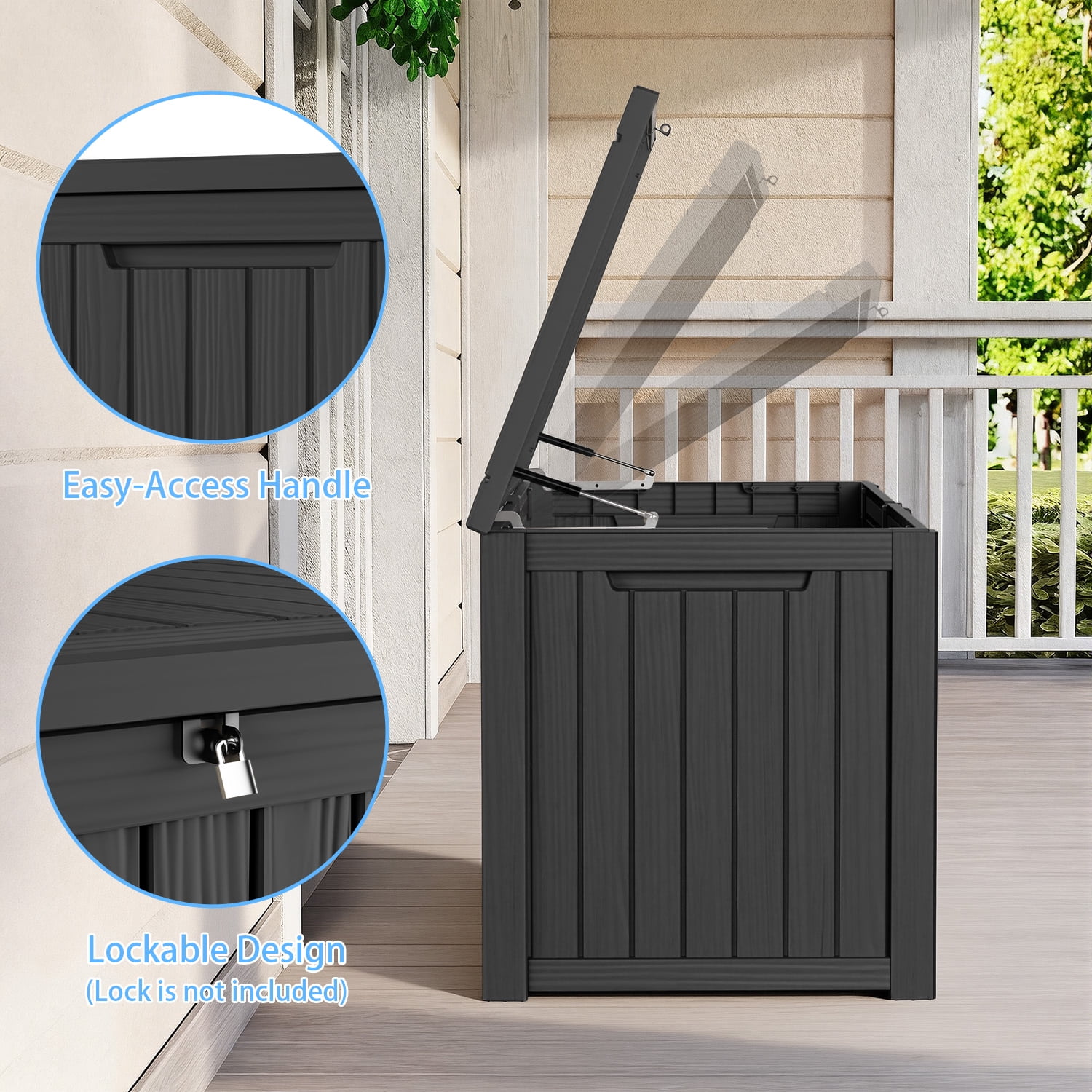 MAYEERTY 180 Gallon Outdoor Deck Box, Large Capacity Storage Box for Patio Furniture Cushions, Pillow Outdoor Indoor, Black