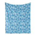 thumbnail image 1 of Snowflake Soft Flannel Fleece Throw Blanket, Pattern of Winter Motifs Cold Weather Illustration with Abstract Circles, Cozy Plush for Indoor and Outdoor Use, 50" x 70", Pale Blue White, by Ambesonne, 1 of 6