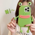 thumbnail image 6 of for iPhone 14 Kawaii Phone Case 3D Cartoon Cute Green Frog Phone Case Soft Silicone Unique Fun Cover Case for Women Girls Slim Fit Anti-Drop Protective Case for iPhone 14, 6 of 15