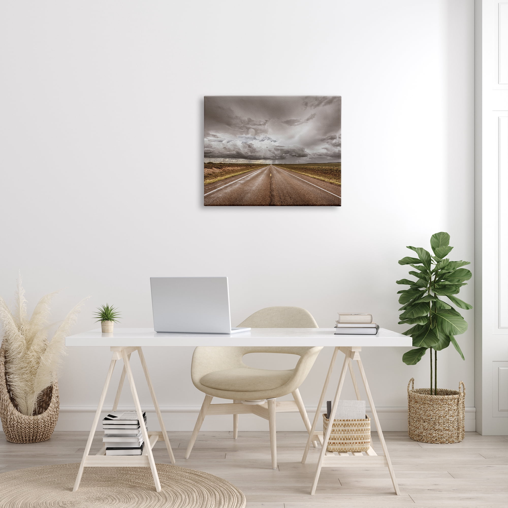 Stupell Industries Open Road under Stormy Sky Western Landscape Photography Gallery-Wrapped Canvas Print Wall Art, 24x30, by Nathan Larson