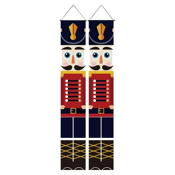 QHUDLV Nutcracker Christmas Porch Banner Decorations,72x12, Indoor/Outdoor,Soldier Model Banners Front Door Hanging Banner Entryway for Home Party Yard Holiday